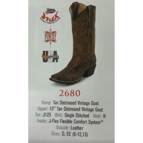 Justin cowboy boots mens 9 D Western Distressed Vintage Goat Leather main image 6